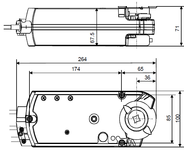 Размеры электропривода Siemens GGA126.1E/T